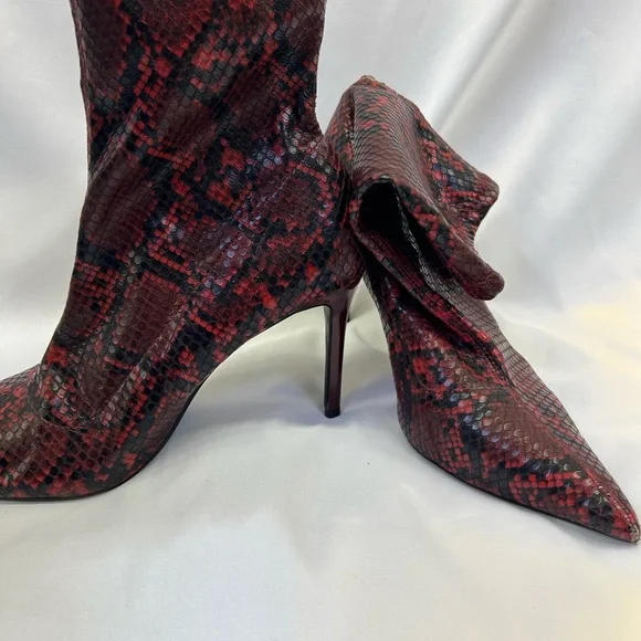 Mango Shoes Mng Snakeskin Heel Boot Size 38 Red Womens Poshmark